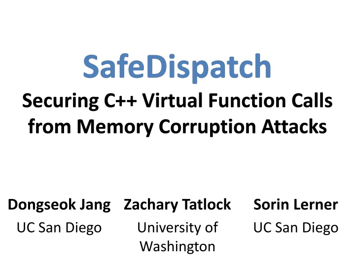 safedispatch securing c virtual function calls