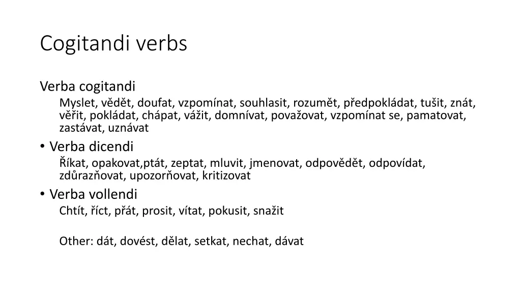 cogitandi verbs