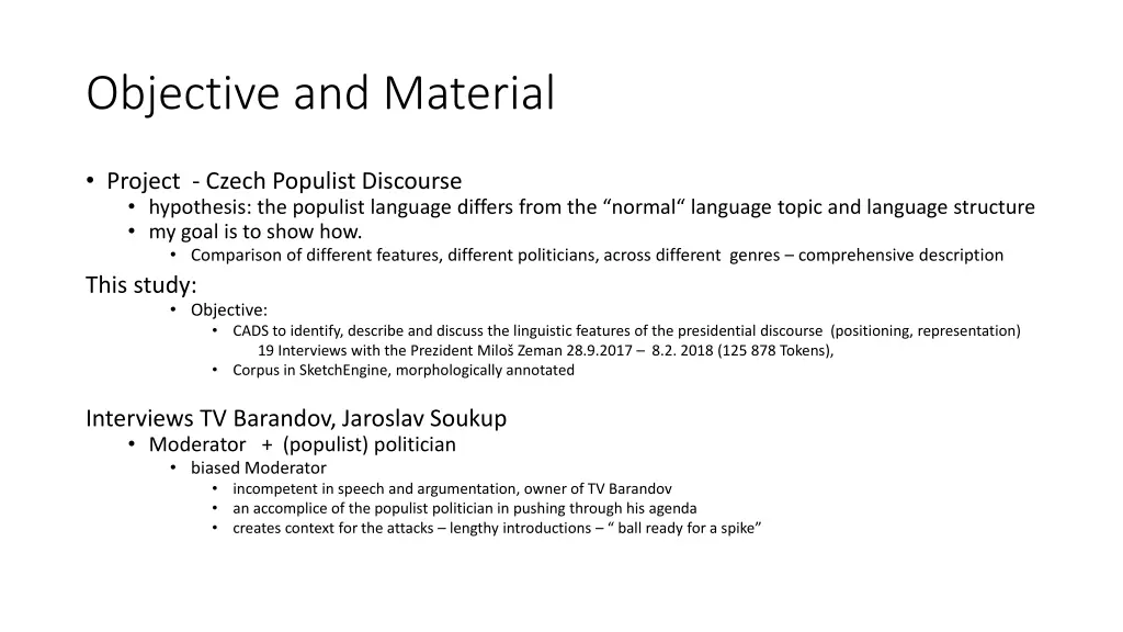 objective and material