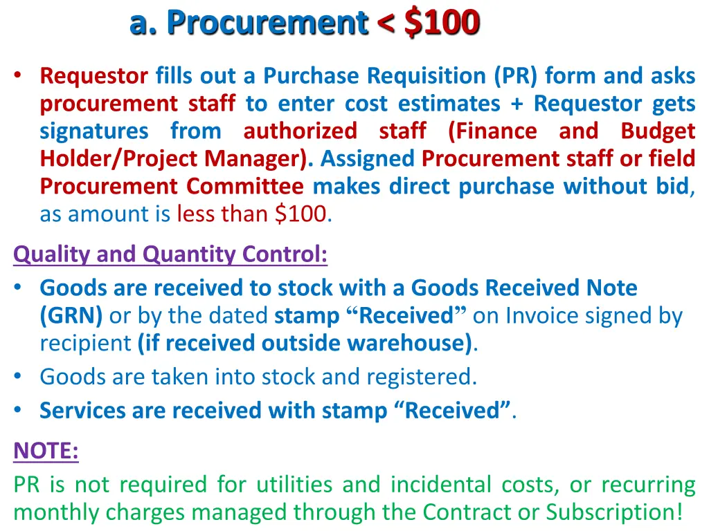 a procurement 100