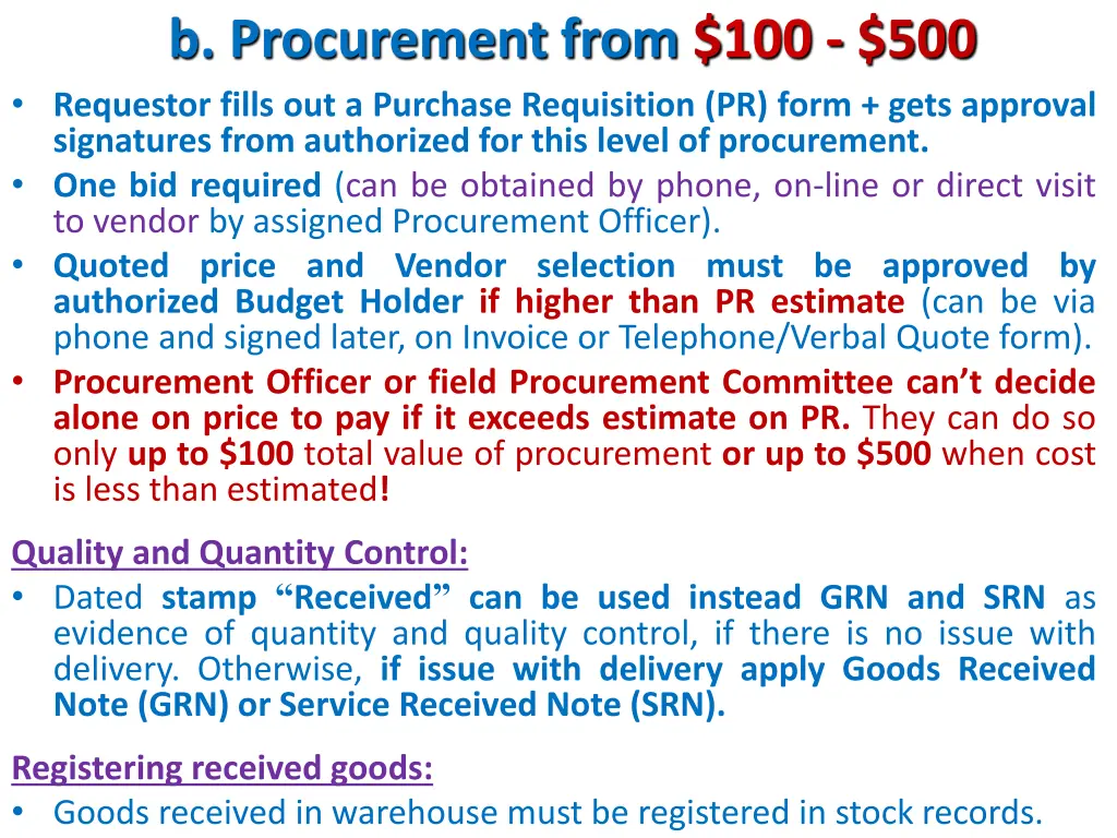 b procurement from 100 500 requestor fills