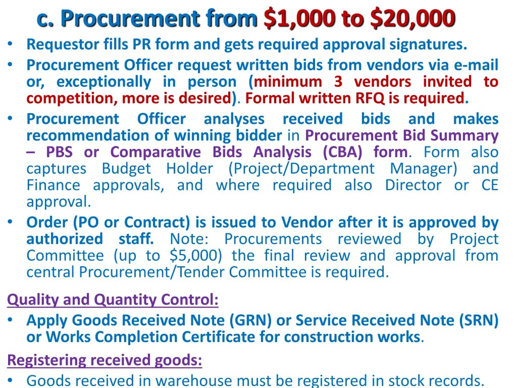 c procurement from 1 000 to 20 000 requestor