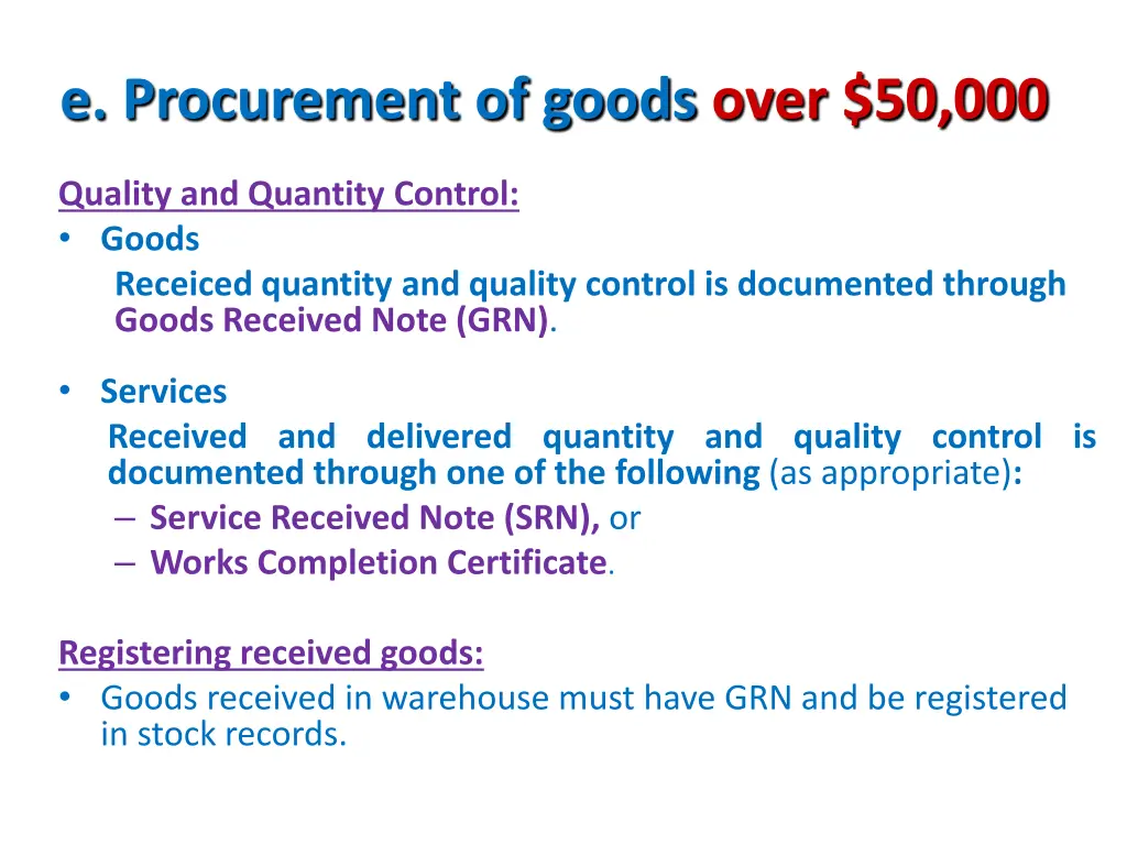 e procurement of goods over 50 000