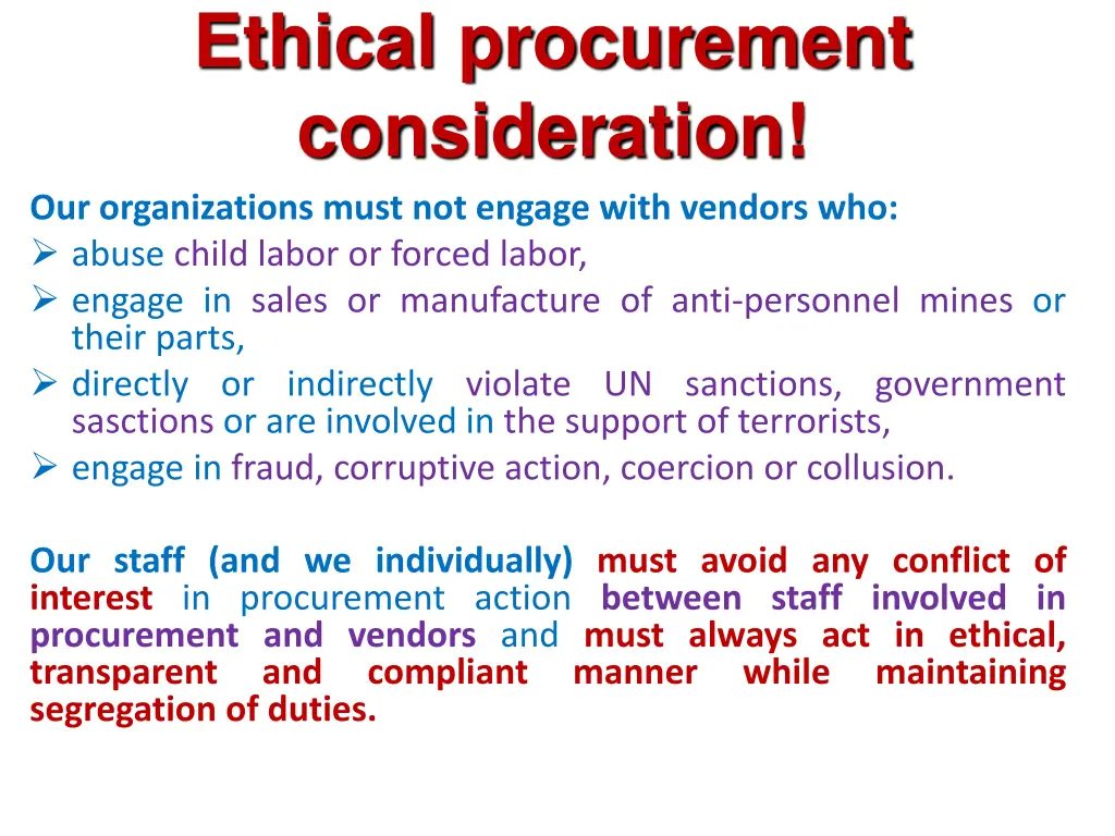 ethical procurement consideration