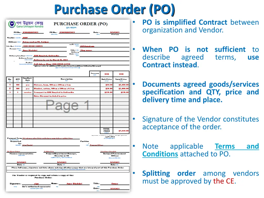 purchase order po