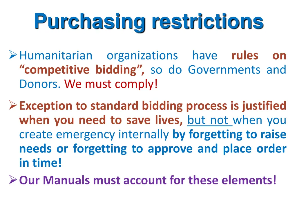 purchasing restrictions