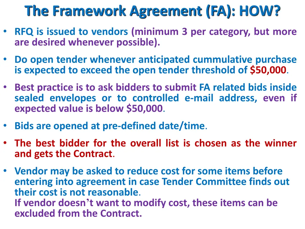 the framework agreement fa how