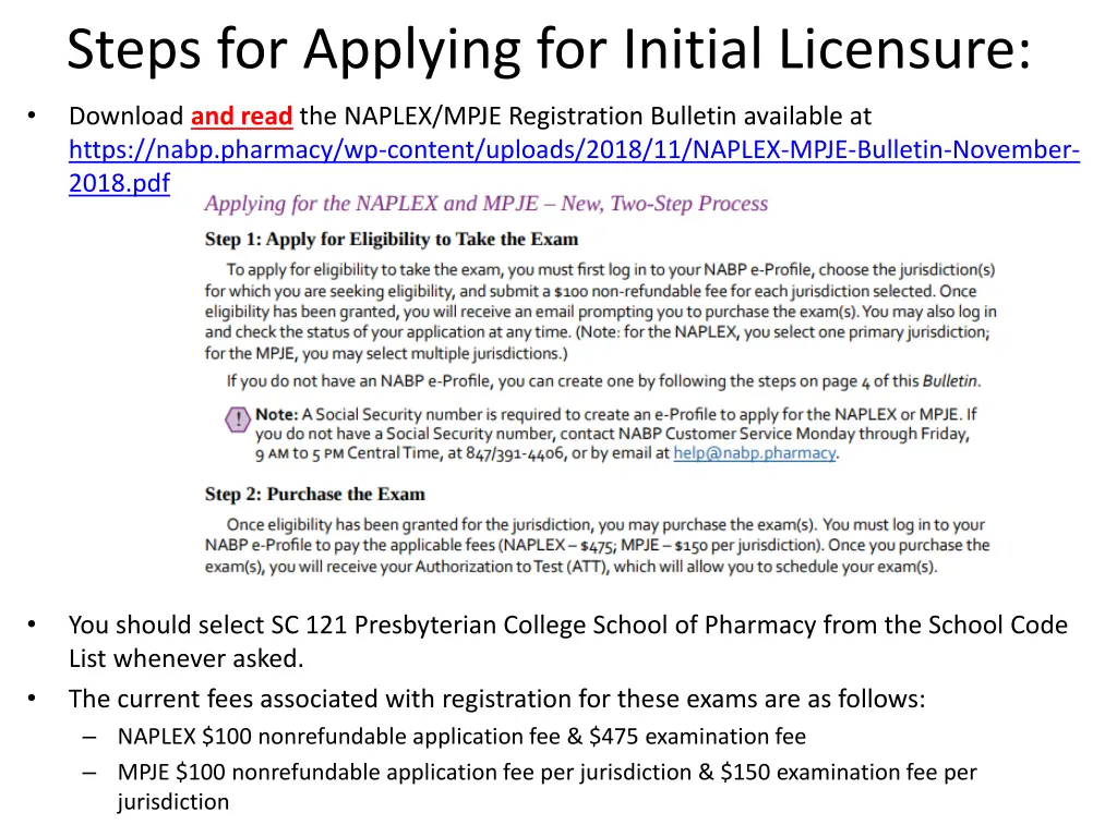 steps for applying for initial licensure