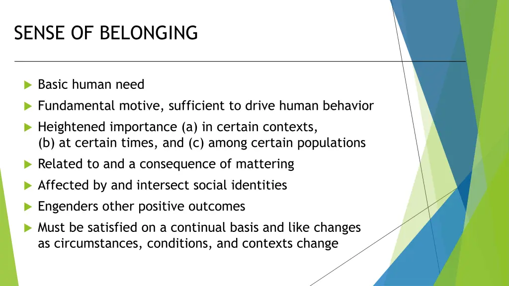 sense of belonging