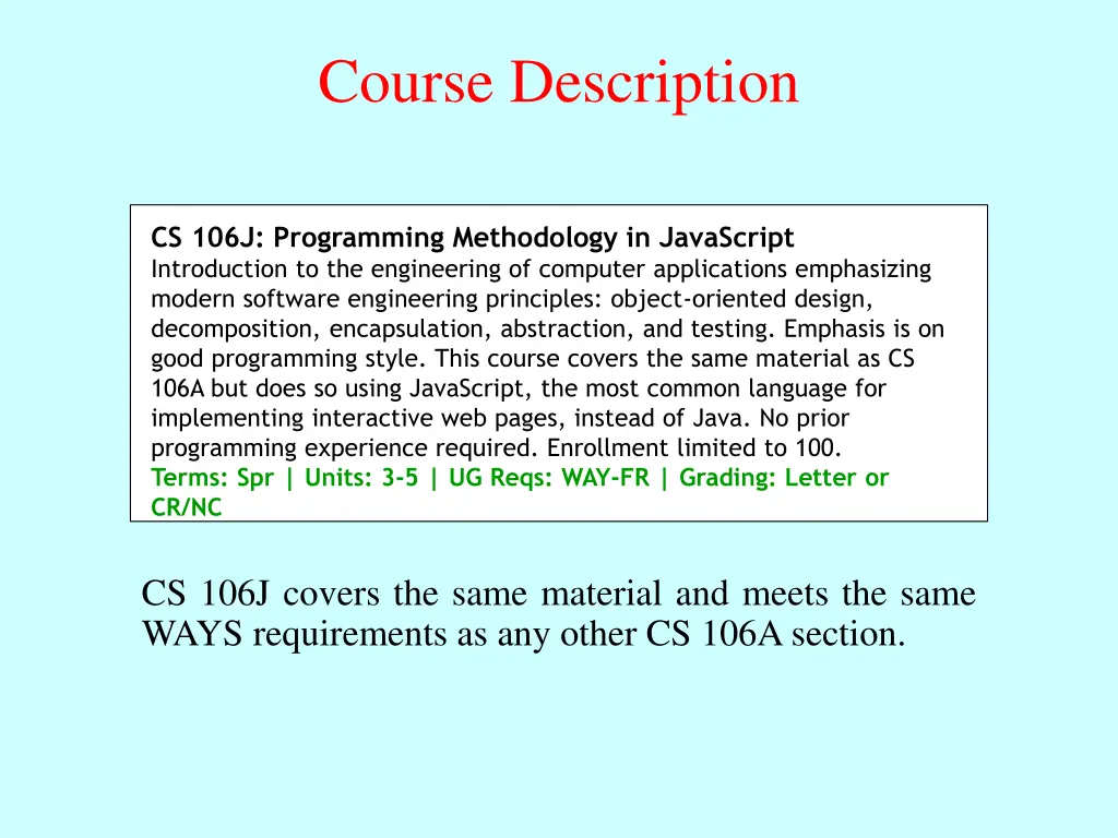 course description