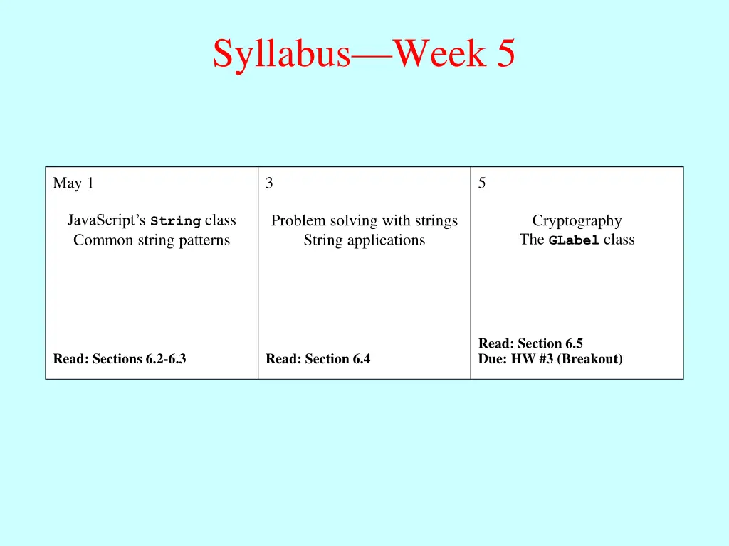 syllabus week 5