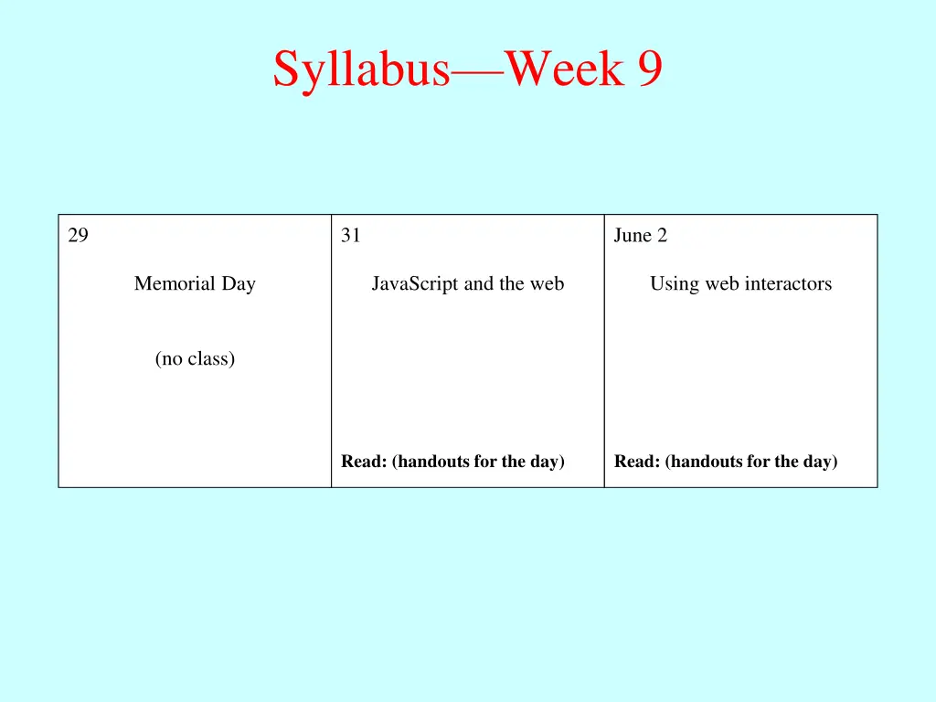 syllabus week 9