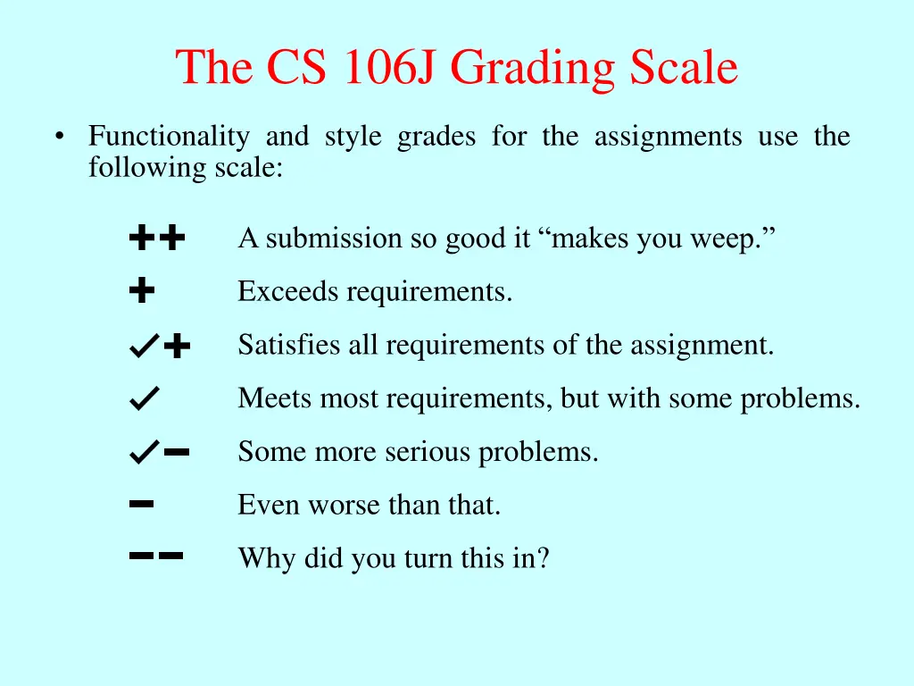 the cs 106j grading scale