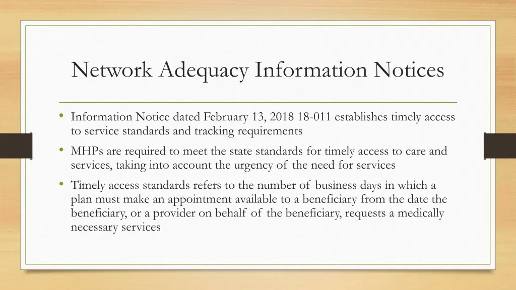 network adequacy information notices