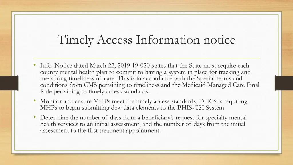 timely access information notice