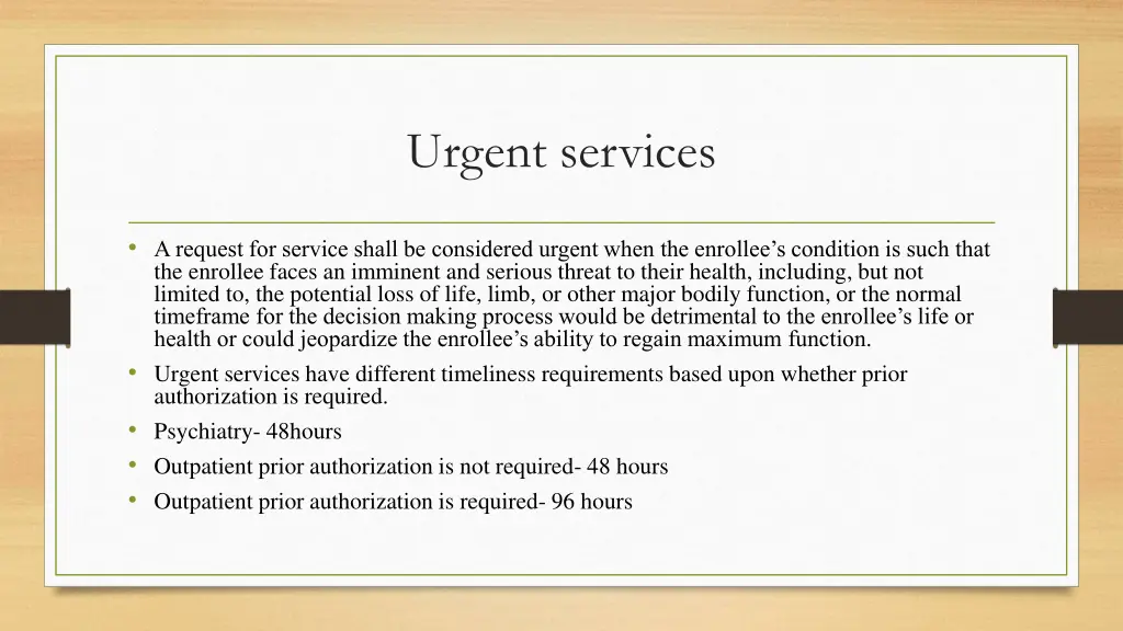 urgent services