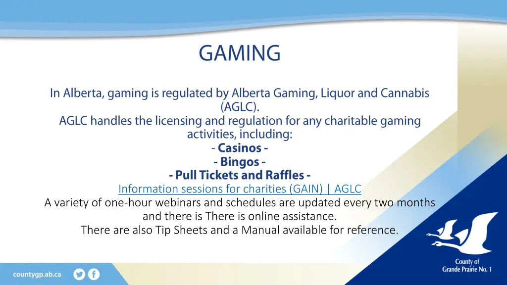 information sessions for charities gain aglc