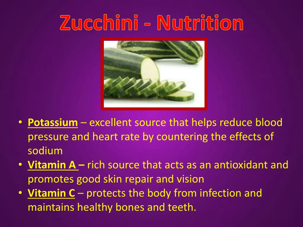 zucchini nutrition