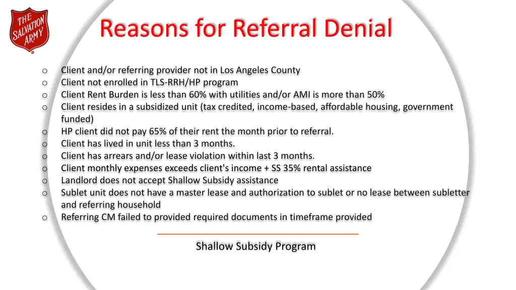 reasons for referral denial