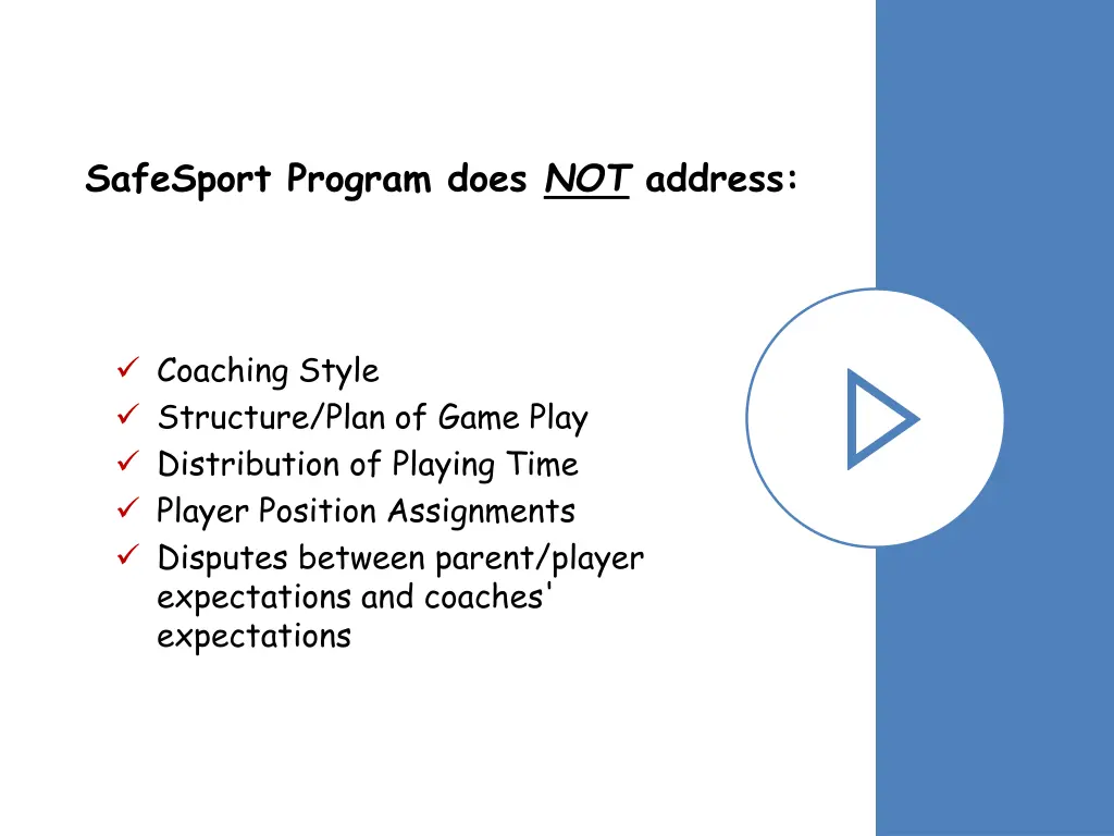 safesport program does not address