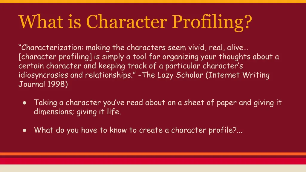 what is character profiling