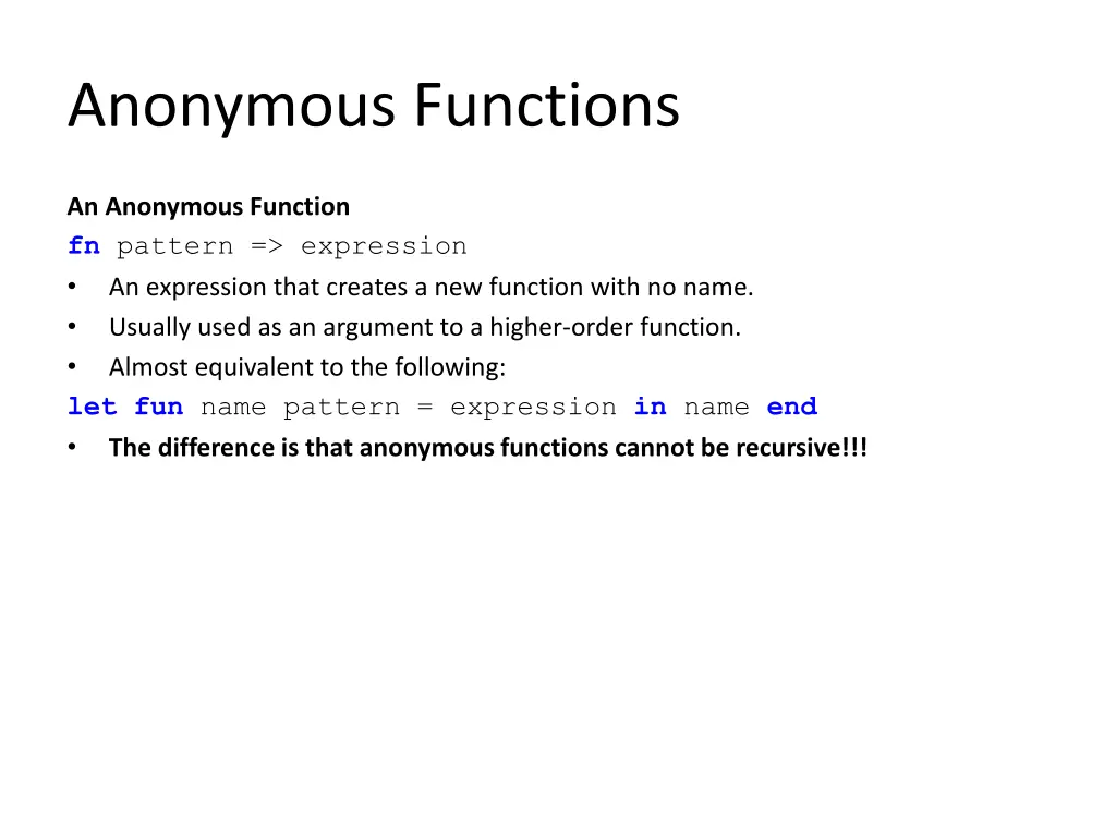 anonymous functions