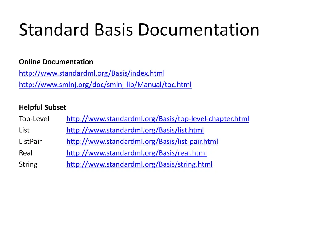 standard basis documentation