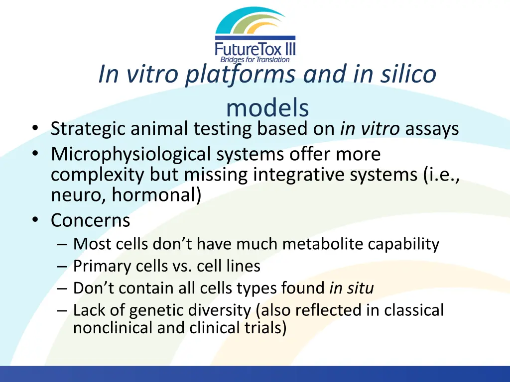 in vitro platforms and in silico models strategic