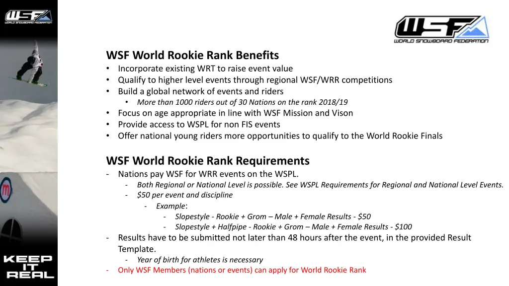 wsf world rookie rank benefits incorporate