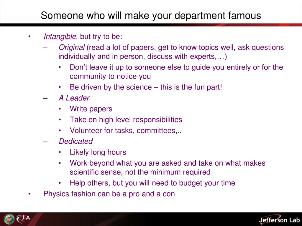 someone who will make your department famous