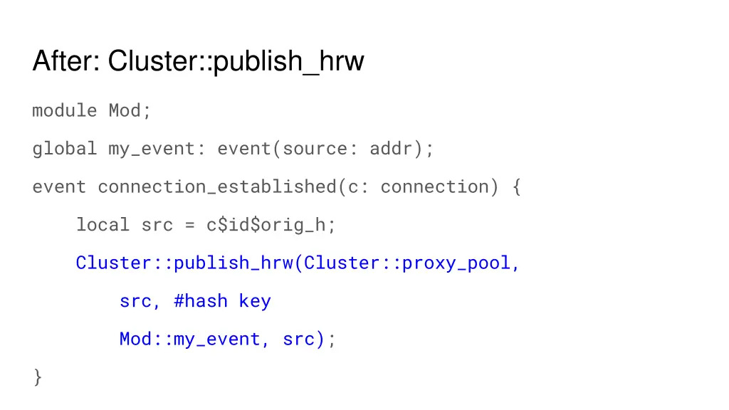 after cluster publish hrw