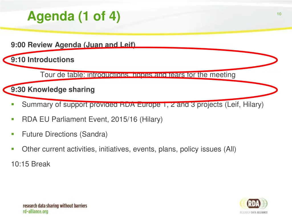 agenda 1 of 4