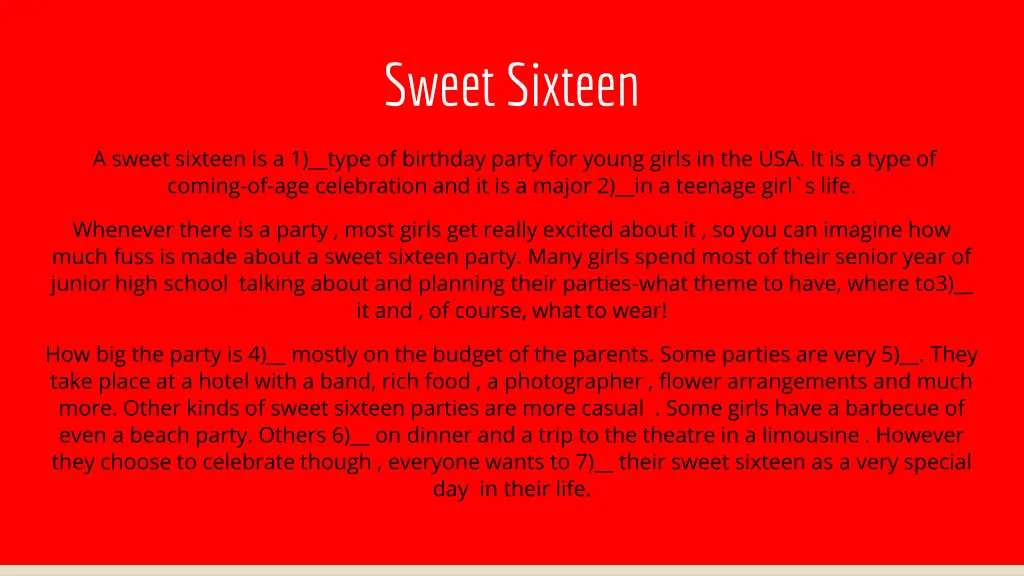sweet sixteen
