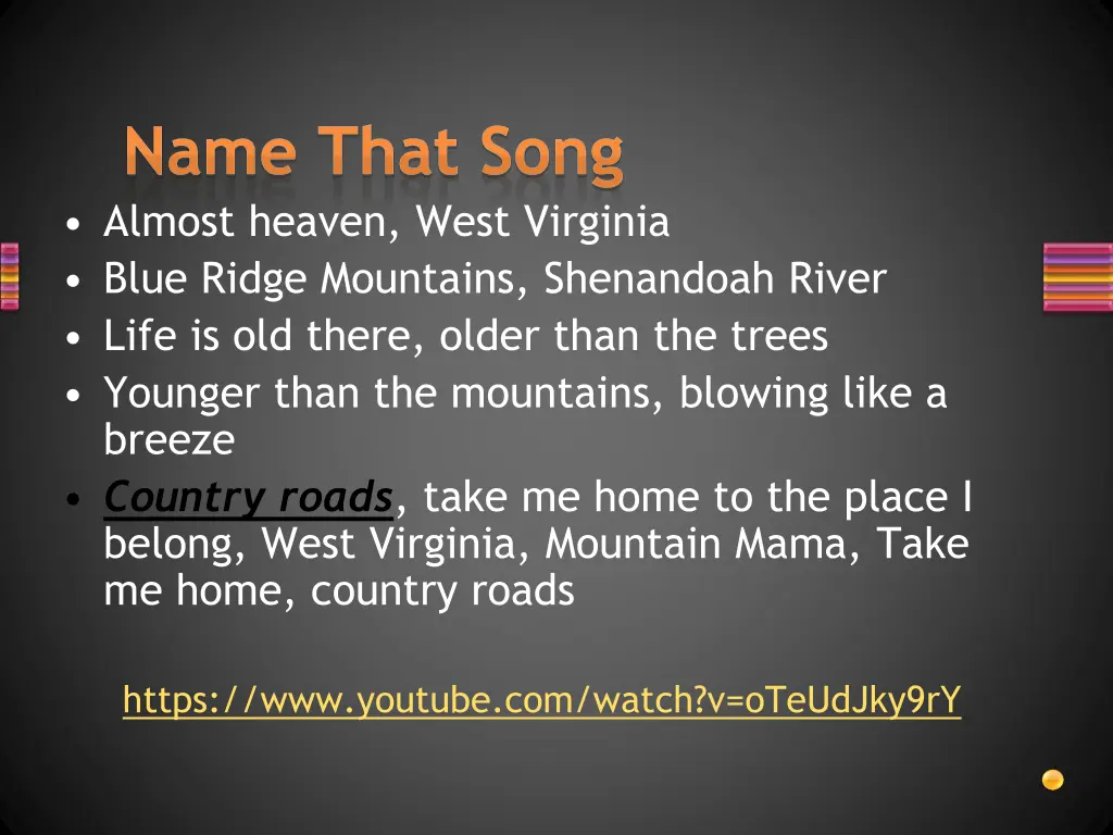 name that song almost heaven west virginia blue