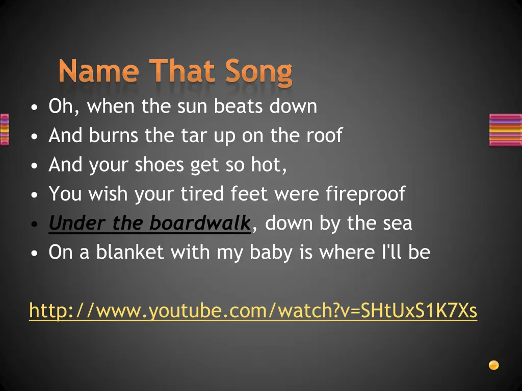 name that song oh when the sun beats down