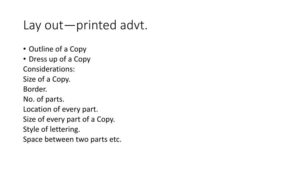 lay out printed advt