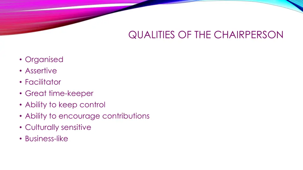 qualities of the chairperson