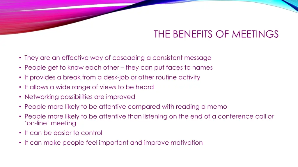 the benefits of meetings