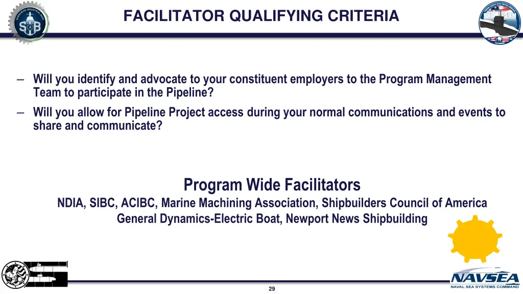 facilitator qualifying criteria