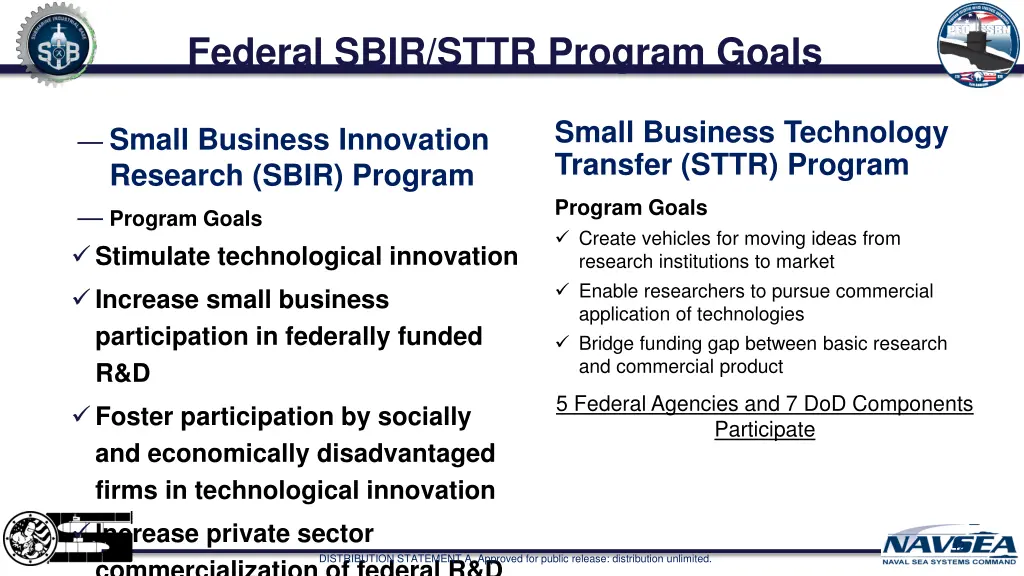 federal sbir sttr program goals