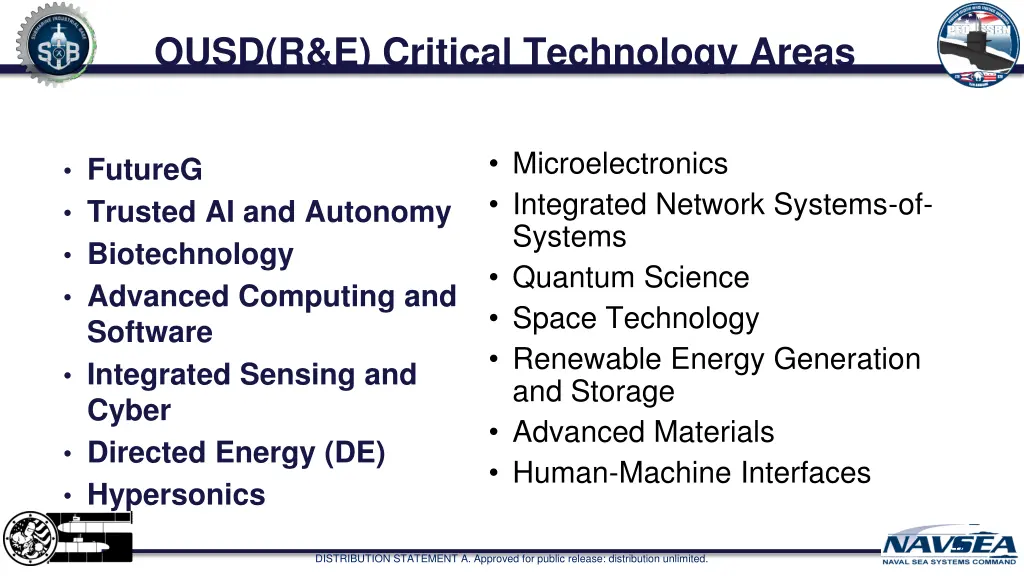 ousd r e critical technology areas