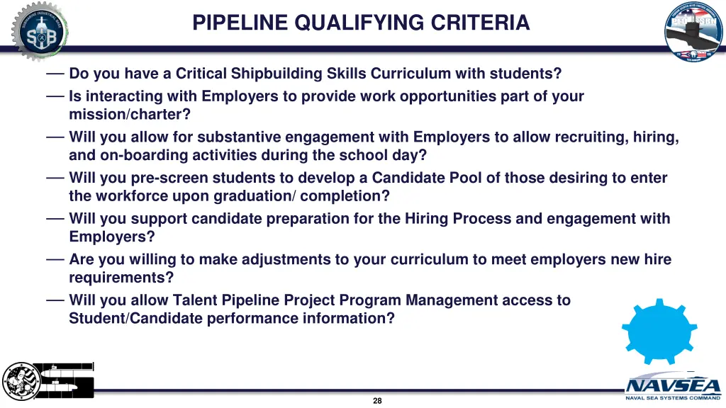 pipeline qualifying criteria