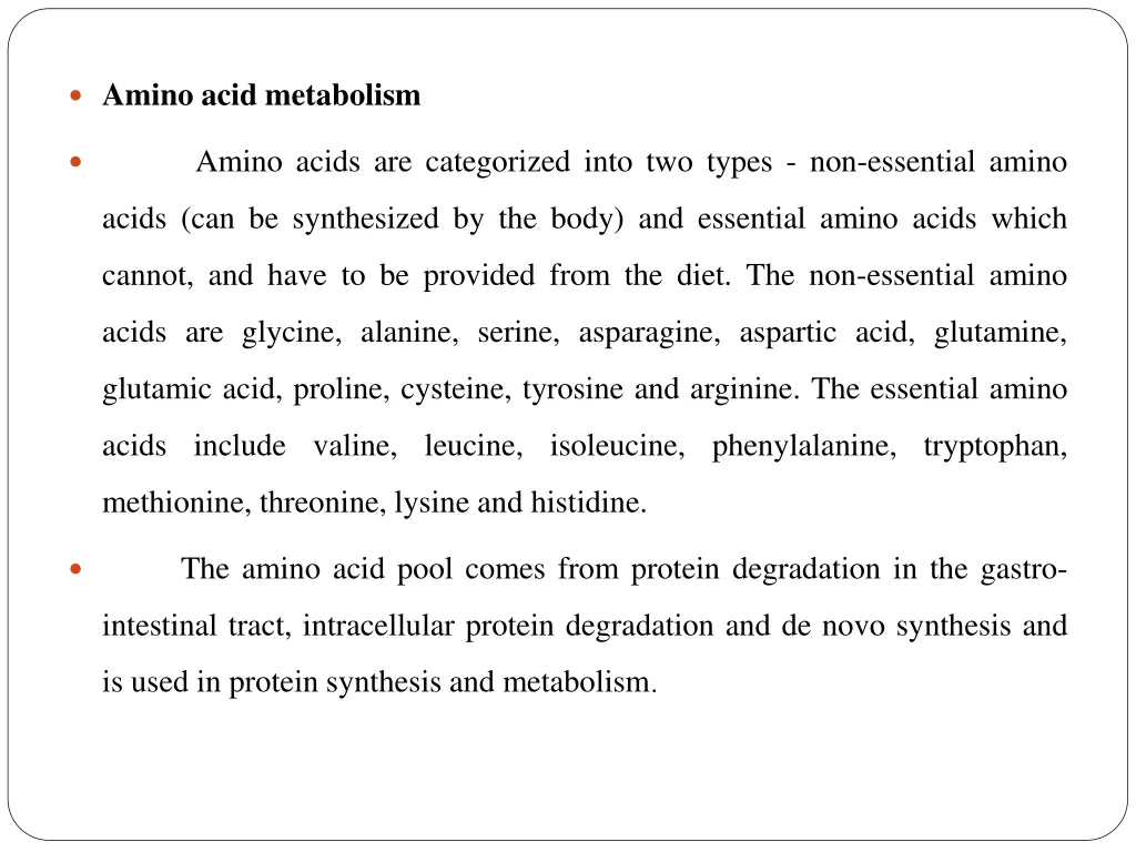 amino acid metabolism