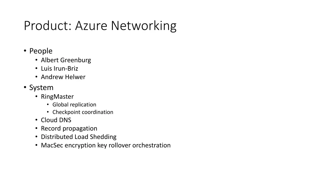 product azure networking