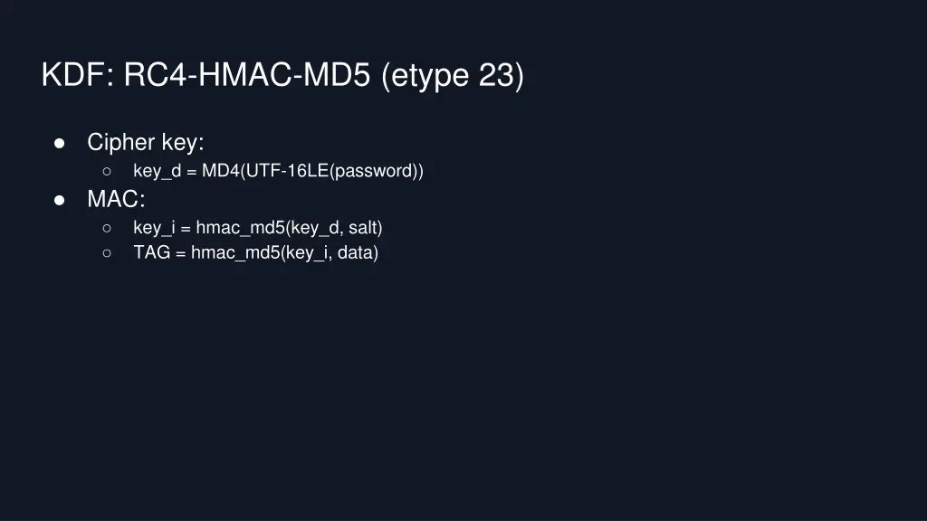 kdf rc4 hmac md5 etype 23