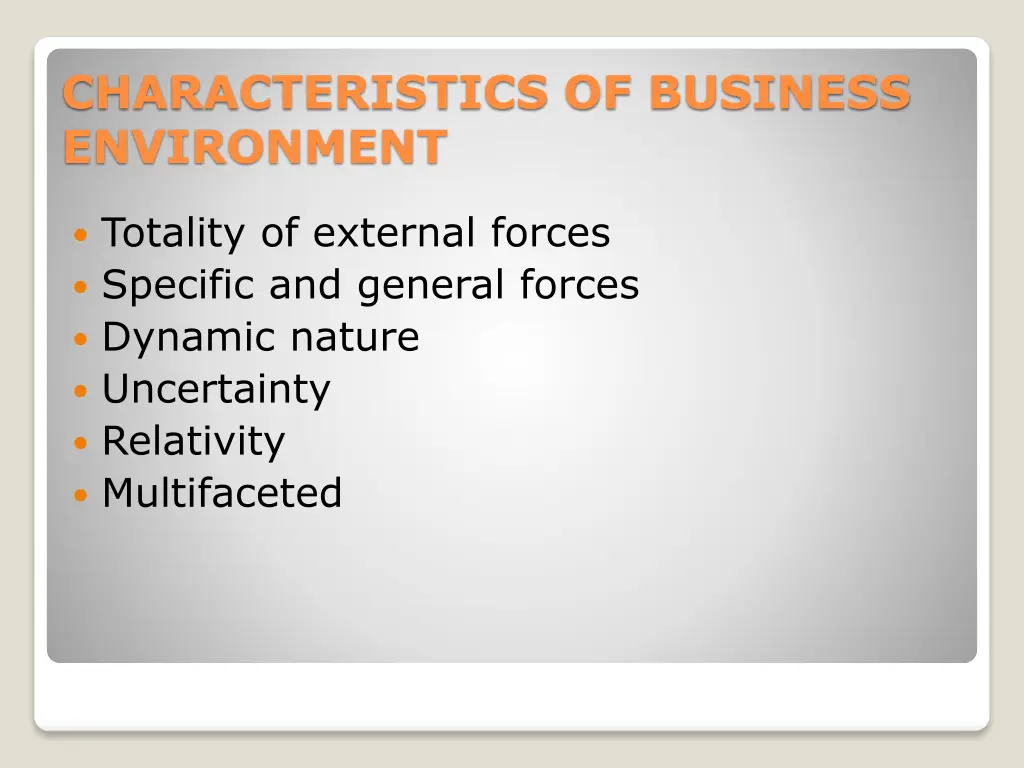 characteristics of business environment