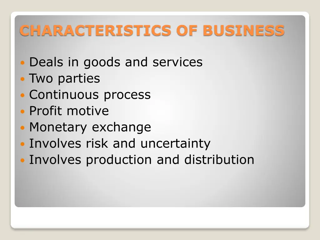 characteristics of business