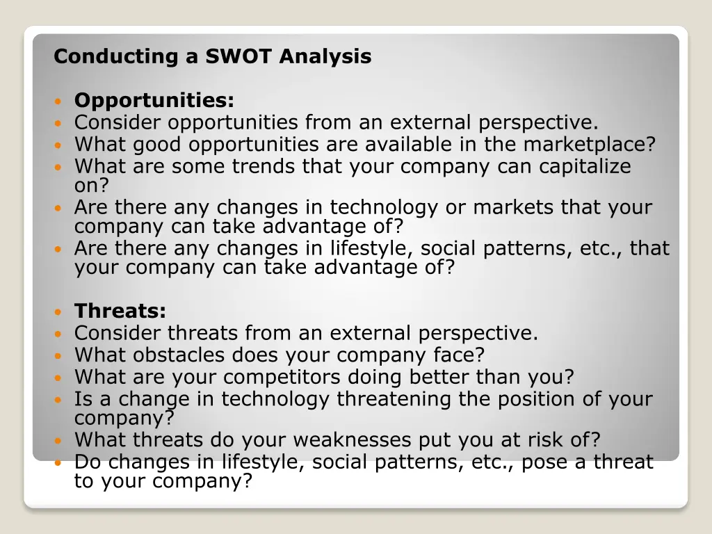 conducting a swot analysis