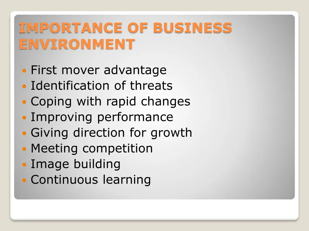 importance of business environment