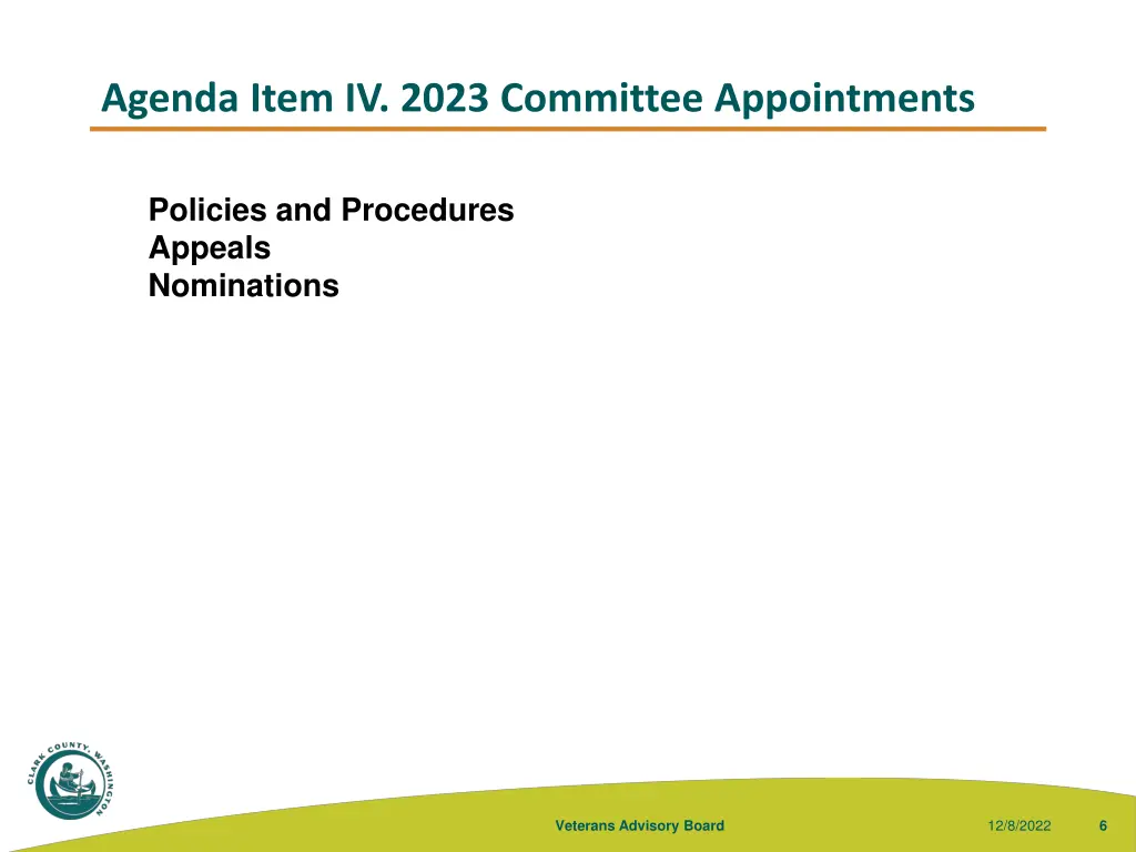 agenda item iv 2023 committee appointments